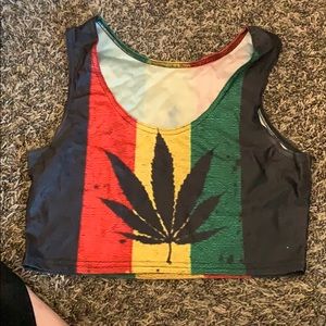 Rasta weed rave crop top